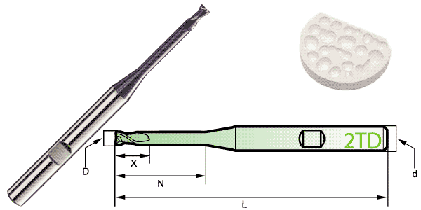刀具-有鍵槽2刃立銑刀-牙科專用刀具