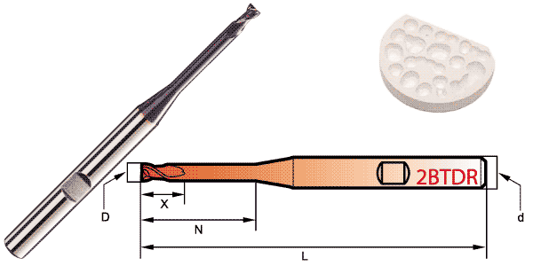 刀具-有鍵槽2刃R角立銑刀-牙科專用刀具